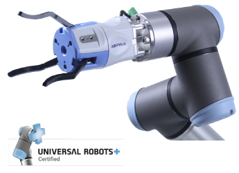 ユニバーサルロボットに装着されたASPINA電動ロボットハンド