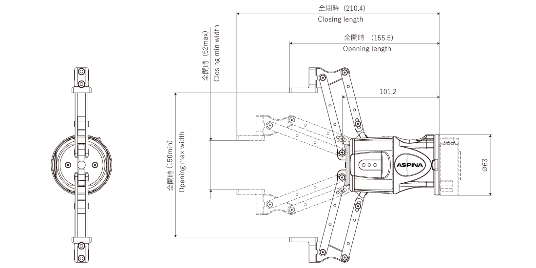 ARH205D-P80の外形図